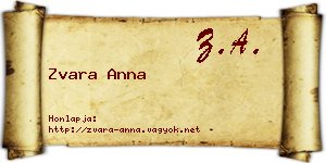 Zvara Anna névjegykártya